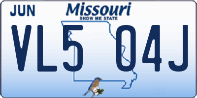 MO license plate VL5O4J