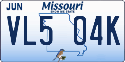 MO license plate VL5O4K