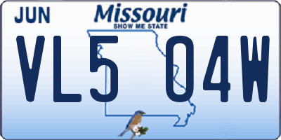MO license plate VL5O4W