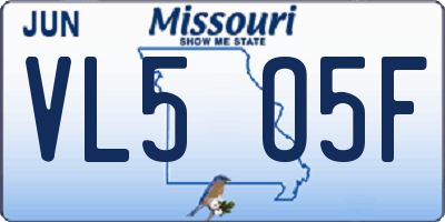MO license plate VL5O5F