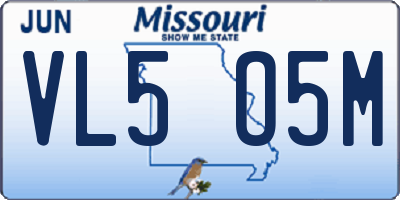 MO license plate VL5O5M