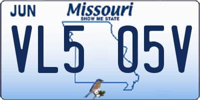 MO license plate VL5O5V