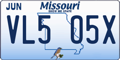 MO license plate VL5O5X