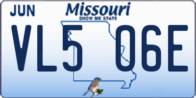 MO license plate VL5O6E