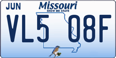 MO license plate VL5O8F