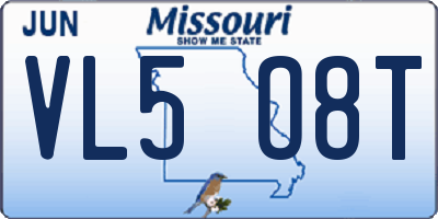 MO license plate VL5O8T