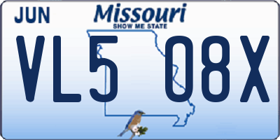 MO license plate VL5O8X