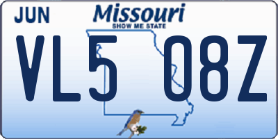 MO license plate VL5O8Z