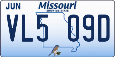 MO license plate VL5O9D