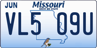 MO license plate VL5O9U
