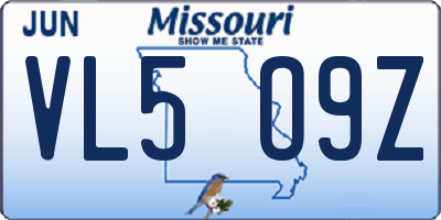 MO license plate VL5O9Z