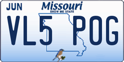 MO license plate VL5P0G