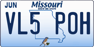 MO license plate VL5P0H