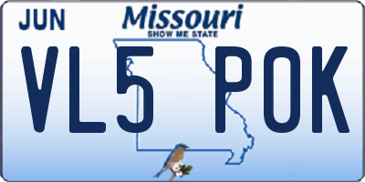 MO license plate VL5P0K