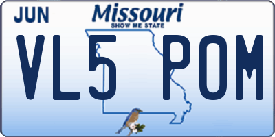 MO license plate VL5P0M