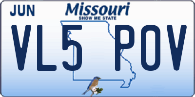MO license plate VL5P0V