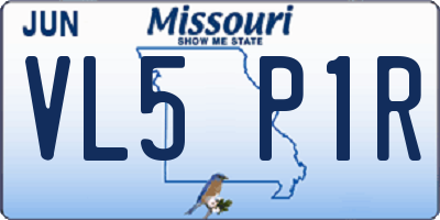 MO license plate VL5P1R