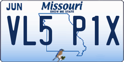 MO license plate VL5P1X