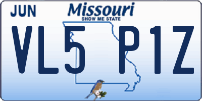 MO license plate VL5P1Z