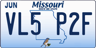 MO license plate VL5P2F