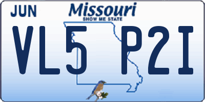 MO license plate VL5P2I