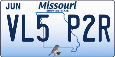 MO license plate VL5P2R