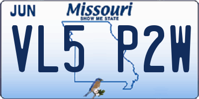 MO license plate VL5P2W