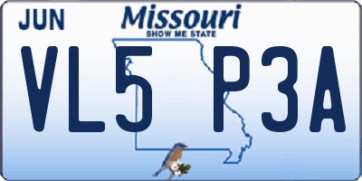 MO license plate VL5P3A