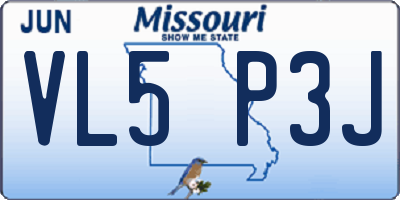 MO license plate VL5P3J