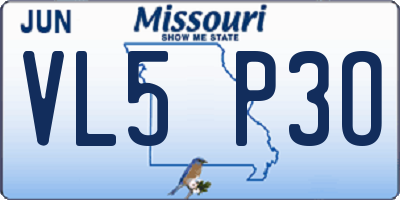 MO license plate VL5P3O