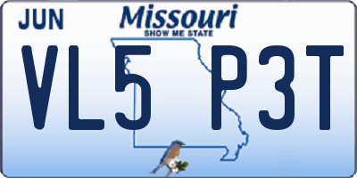 MO license plate VL5P3T