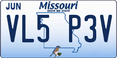 MO license plate VL5P3V