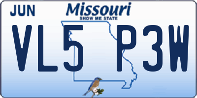 MO license plate VL5P3W