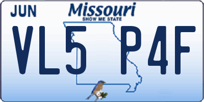 MO license plate VL5P4F