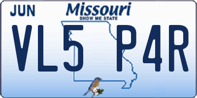 MO license plate VL5P4R