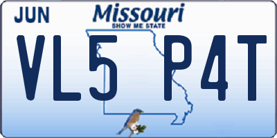 MO license plate VL5P4T
