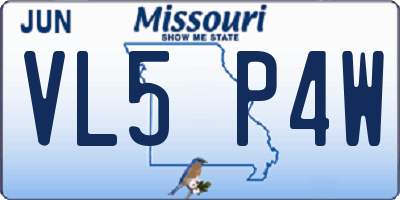 MO license plate VL5P4W
