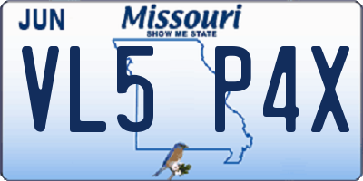 MO license plate VL5P4X