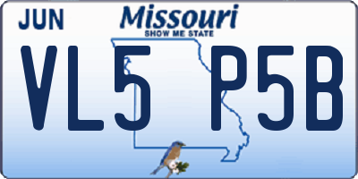 MO license plate VL5P5B