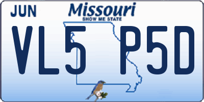 MO license plate VL5P5D