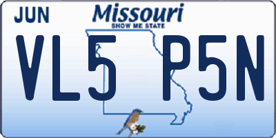 MO license plate VL5P5N
