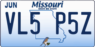 MO license plate VL5P5Z