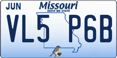MO license plate VL5P6B