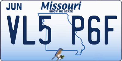 MO license plate VL5P6F