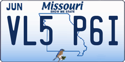 MO license plate VL5P6I