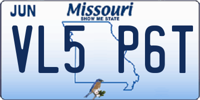 MO license plate VL5P6T