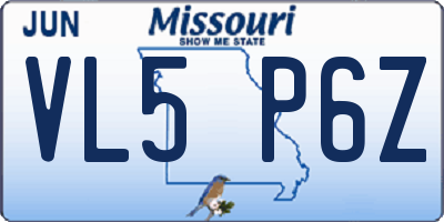 MO license plate VL5P6Z