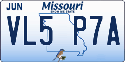 MO license plate VL5P7A