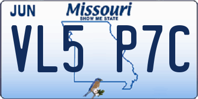 MO license plate VL5P7C