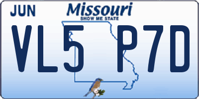 MO license plate VL5P7D